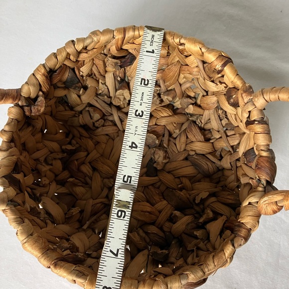 woven basket round with handles hyacinth rattan decor - Picture 10 of 13